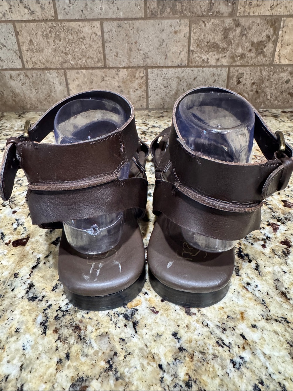 FRANCO SARTO | Leather Slide Sandals - dark brown size 10M strappy casual - Picture 2 of 8